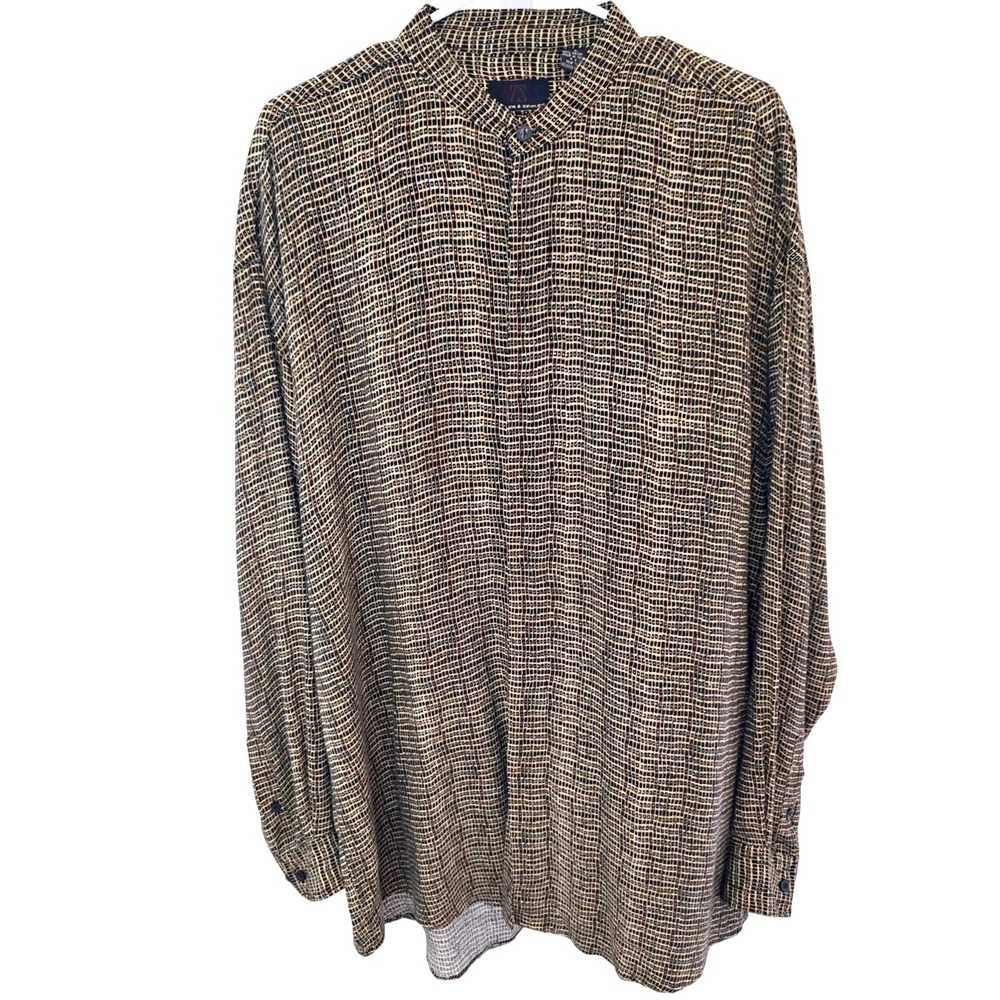 Vintage 90s Zeidler & Zeidler Rayon Geometric Print Button Shirt‎ Mens L Taiwan